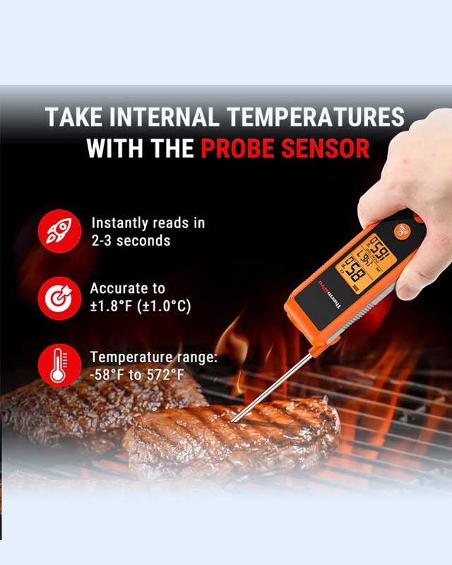 TP420 2-in-1 Instant Read Thermometer for Cooking, Infrared Thermometer