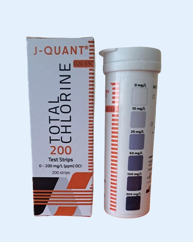 J-QUANT Total Chlorine Test Strips 0–200ppm, 200 Count